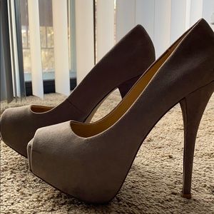 Grey suede platforms